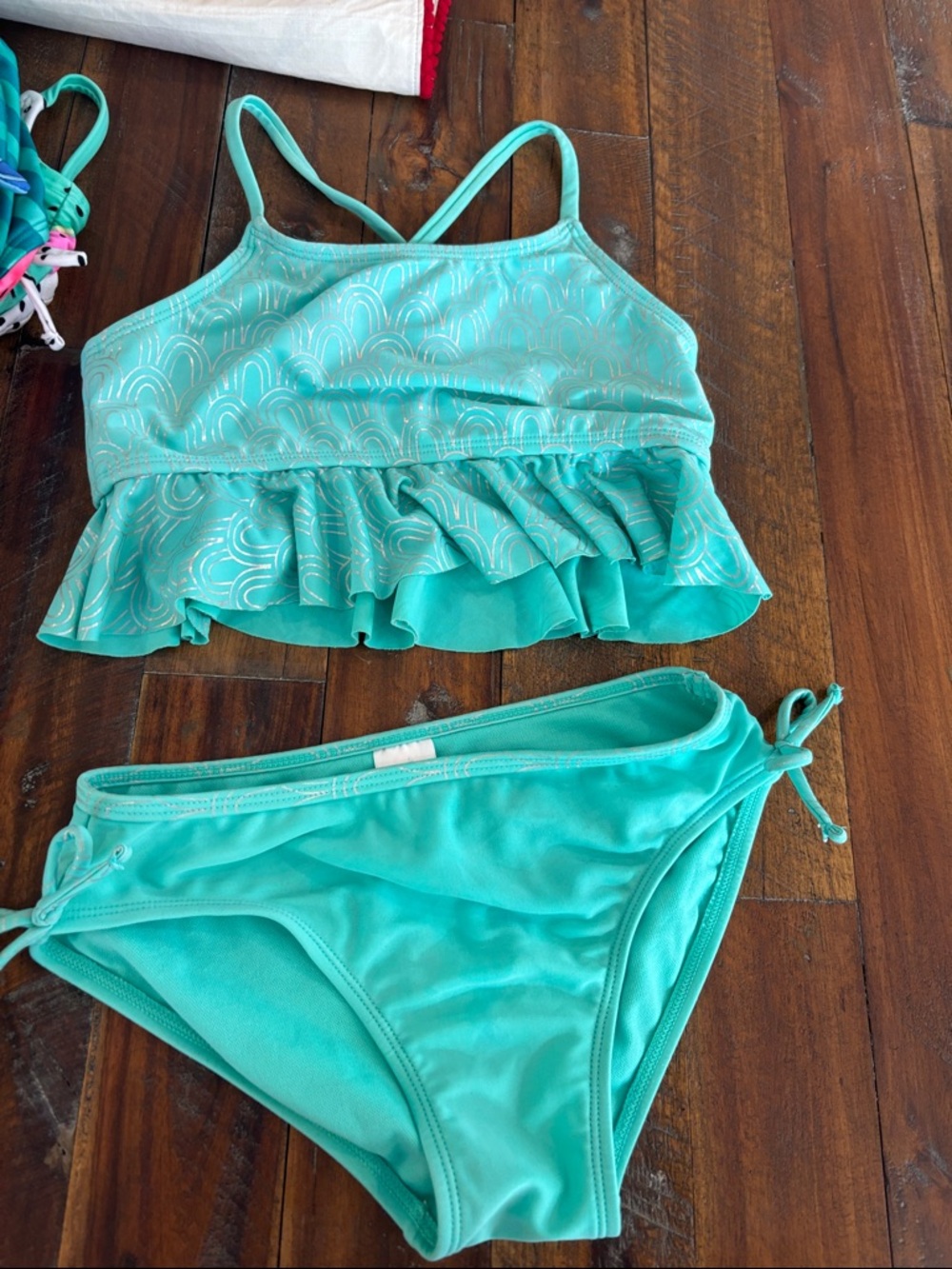 Girls' Turquoise Ruffle Tankini Swim Set - Kids Swim
